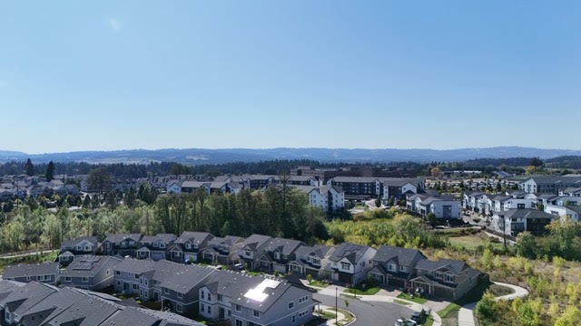 Aerial view of a residential neighborhood in Portland Oregon